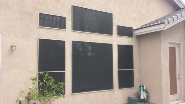 6 different solar screen sizes.  90% black creens with tan frames in Central Las Vegas. 